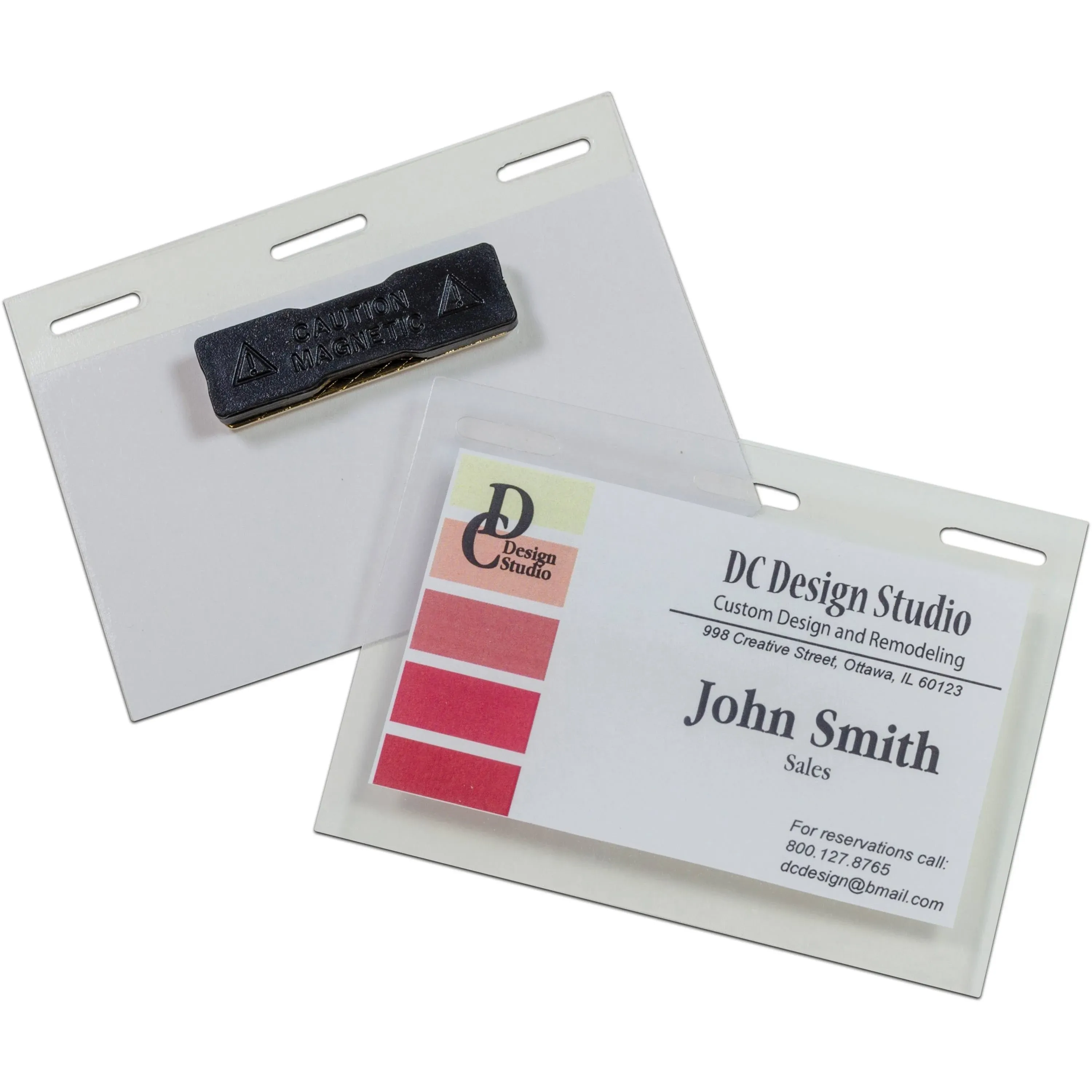 C-Line Self-Laminating Magnetic Style Name Badge Holder Kit, 2" x 3", Clear, 20-Box