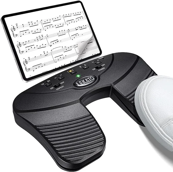 LEKATO Bluetooth Page Turning Pedal Silent Sheet Music Page Turner Foot Pedal for Tablet and Phone