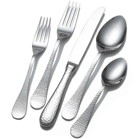 Continental Hammered 65 Piece Flatware Set, Service for 12