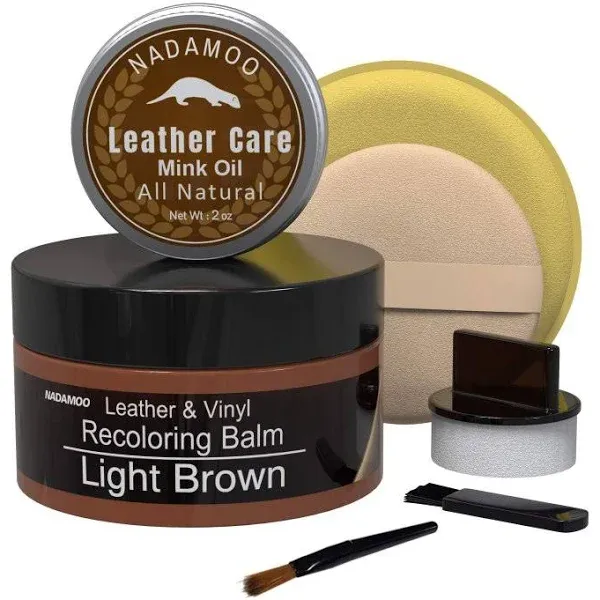 NADAMOO Light Brown Leather Recoloring Balm with Mink Oil Conditioner Repair Kits ...