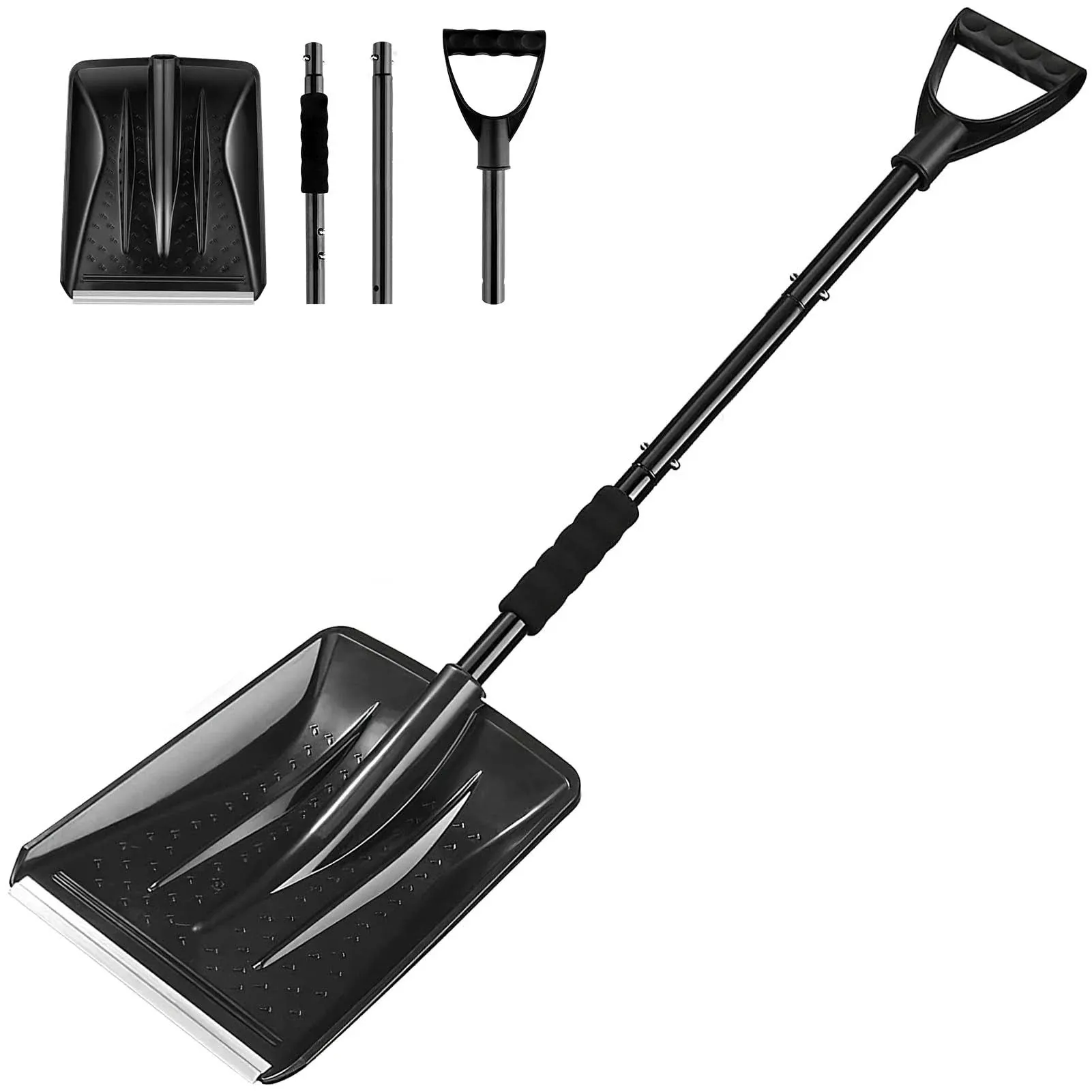 Snow Shovel, 2024 New Upgrade Large-Capacity Lightweight Aluminum Portable Sn...