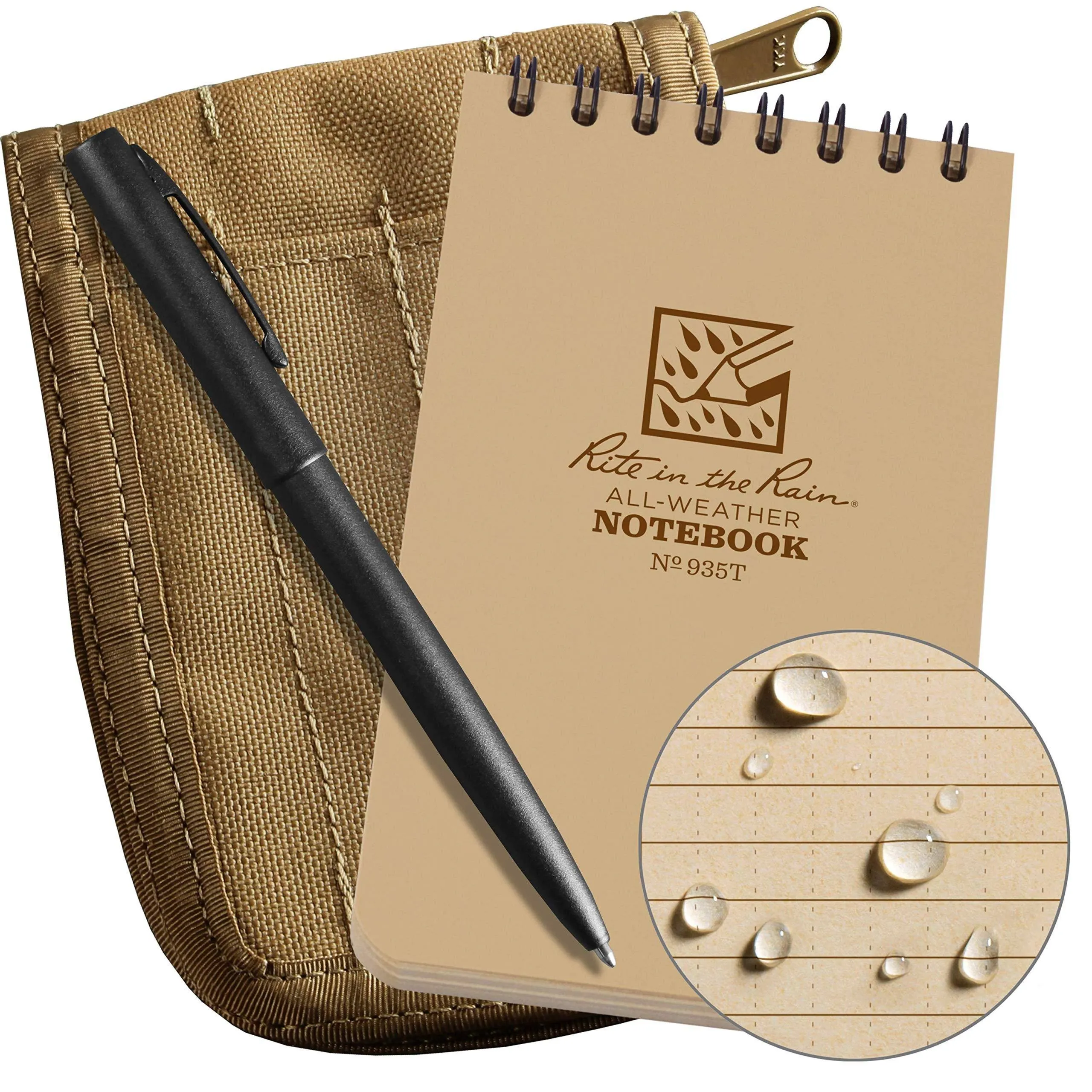 Rite in The Rain 3" x 5" Top Spiral Notebook Kit Tan