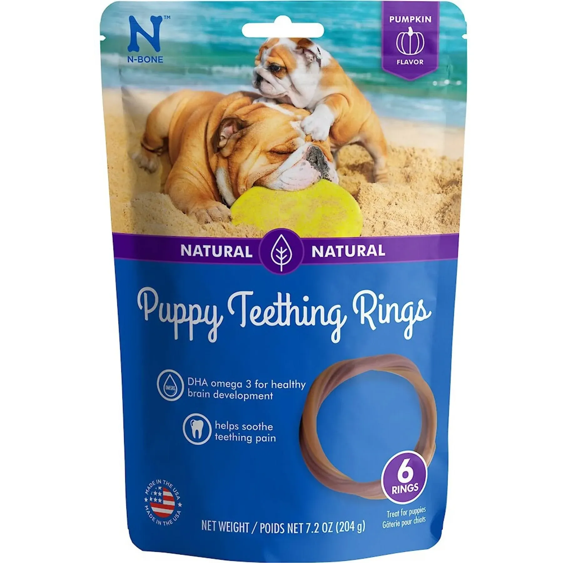 N-Bone Puppy Teething Ring Pumpkin Flavor 3 Pack