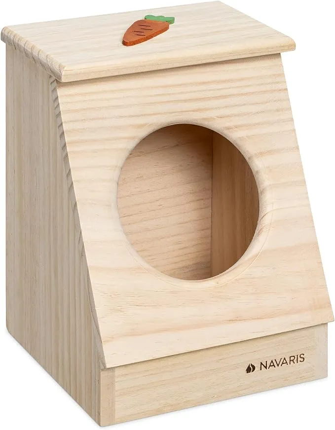 Royxen Rabbit Hay Feeder 3 in 1 Wooden Bunny Feeder with Toilet Combo for Rectal Pets Guinea Pig Bunny Hamster