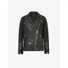 Shop Allsaints Billie Oversize Leather Biker Jacket In Black