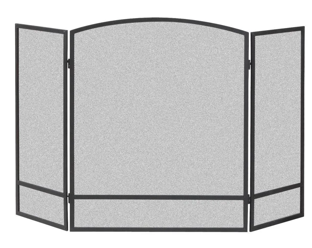 Style Selections 48-in Black Powder Coated Steel 3-panel Arched Fireplace Screen