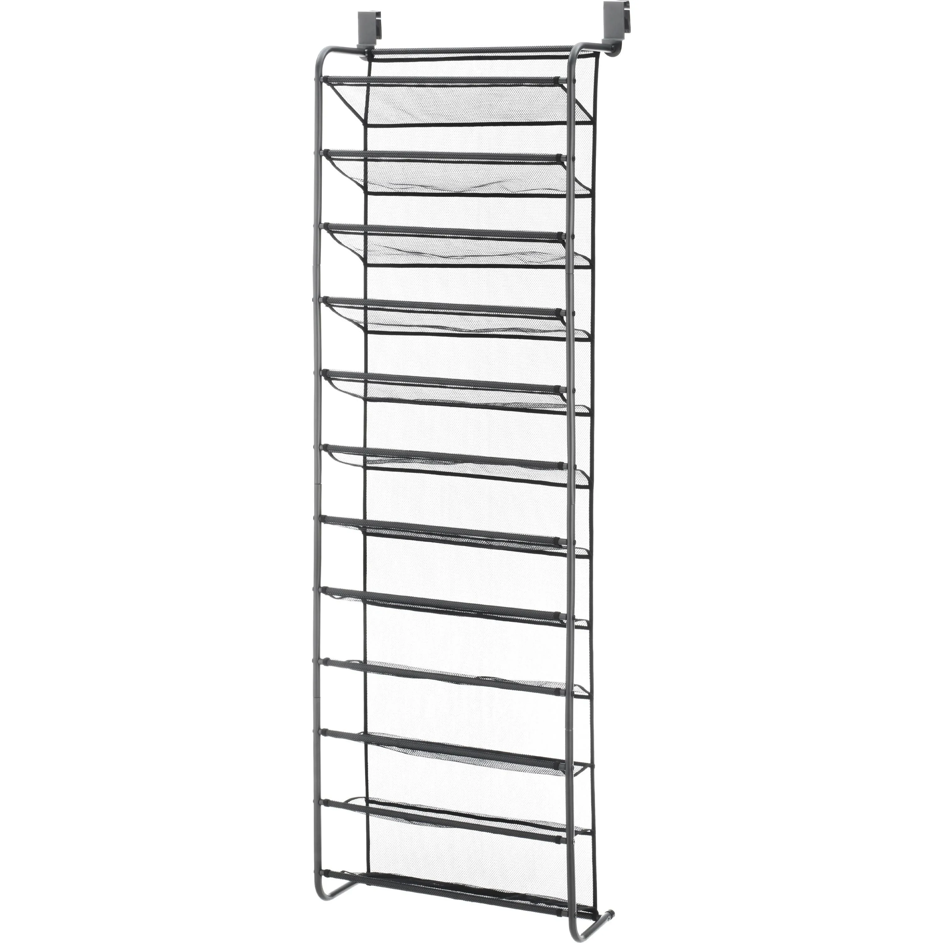 Whitmor 36 Pair Over The Door Shoe Rack, Gun Metal Gray