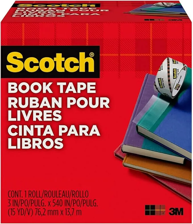 Scotch Book Tape, 3 in x 540 in, Excellent for Repairing, Reinforcing Protecting, and Covering (845-300)