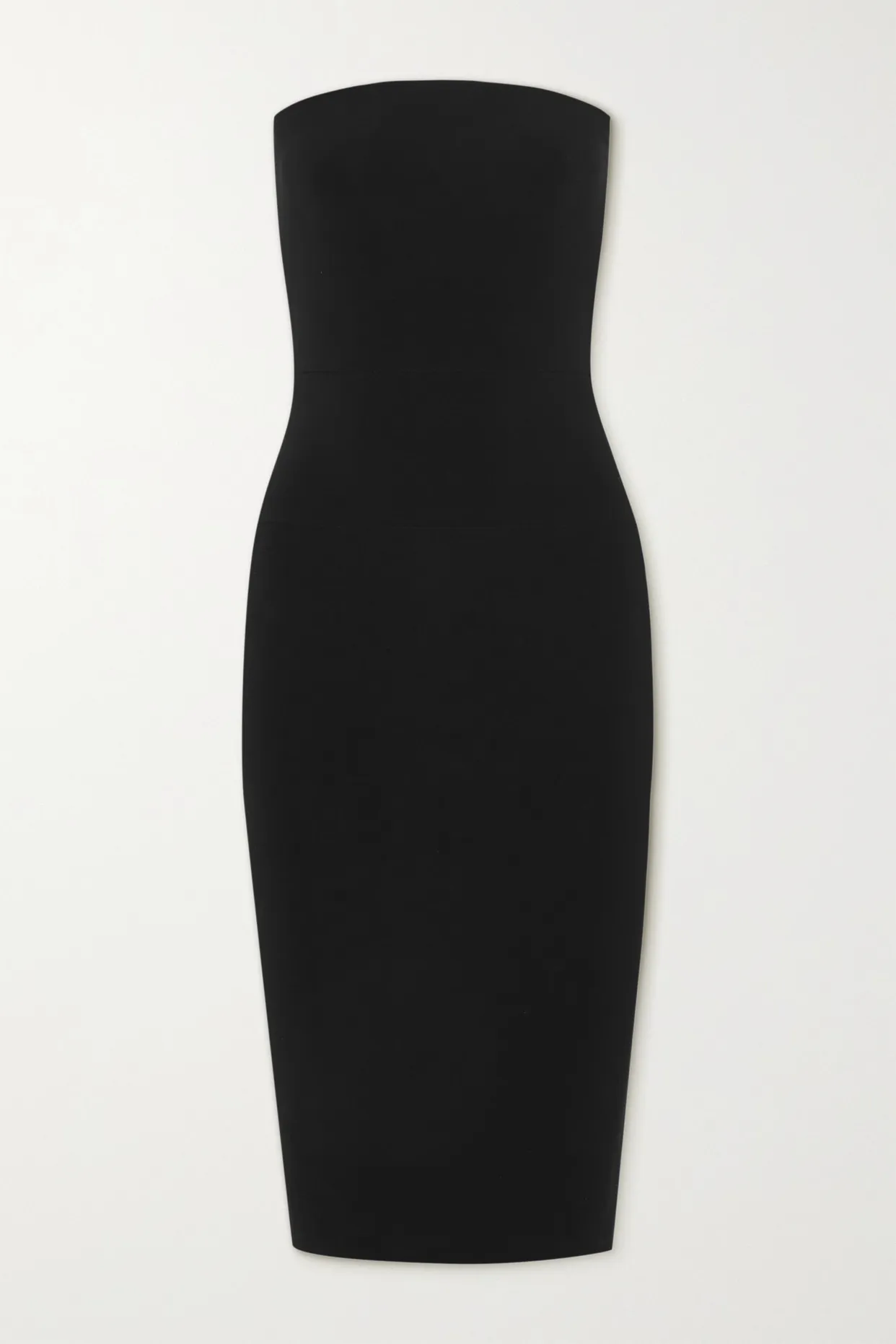 Strapless Knee-length Fitted Dress In Black