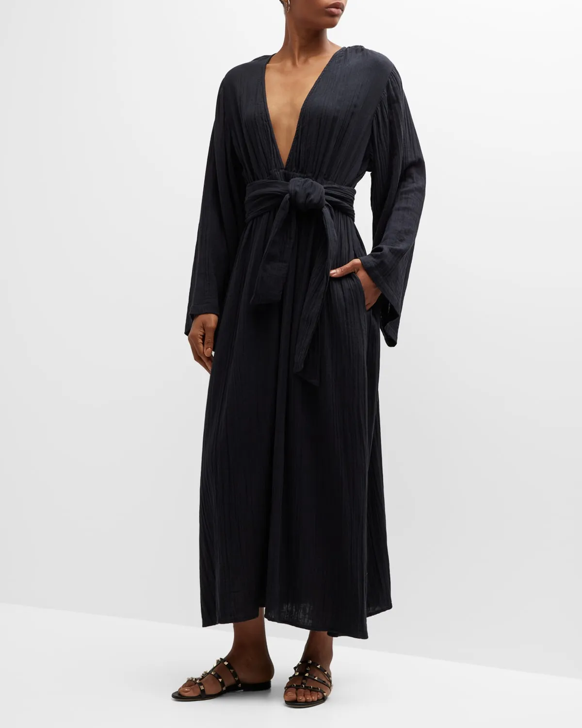 Mara Hoffman Women's Blair Long Sleeve Deep-V Maxi Dress