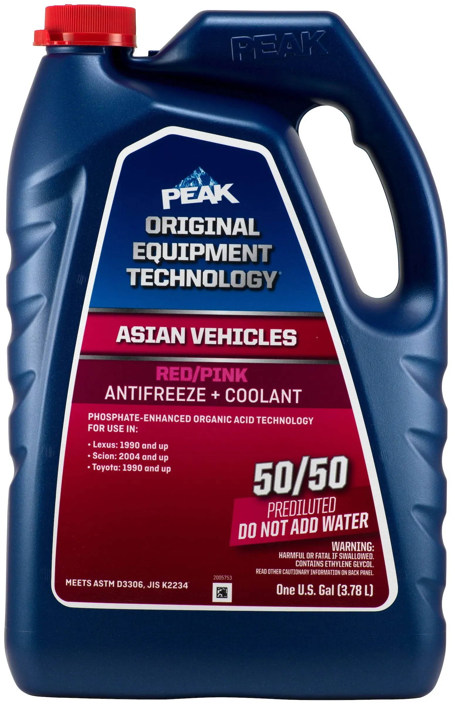 PEAK OET Extended Life Blue 50/50 Prediluted Antifreeze/Coolant for Asian Vehicles, 1 Gal.