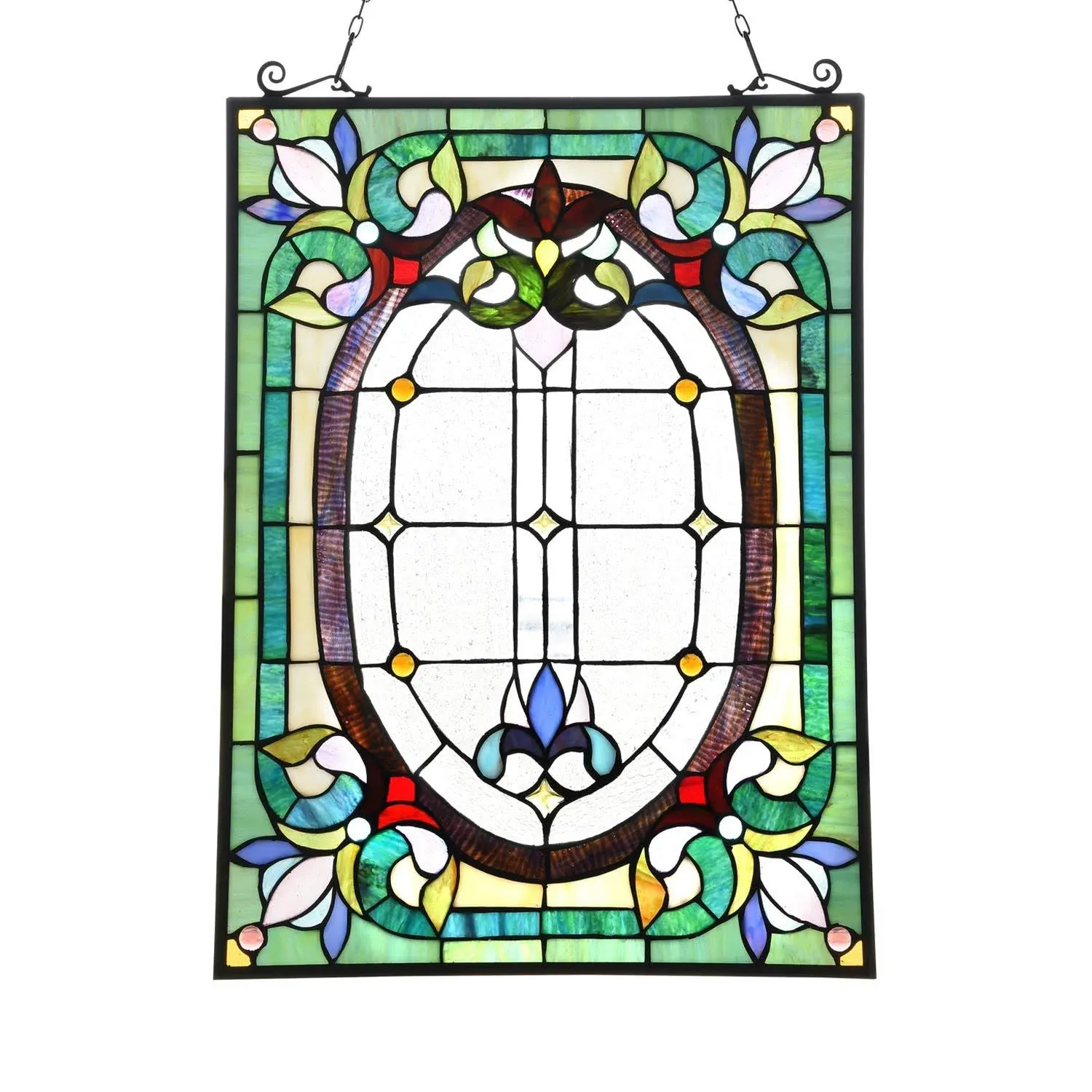 Capulina Dancing Style Stained Glass Window Hangings Panels 17&#034; W x 22&#034; H Fin...