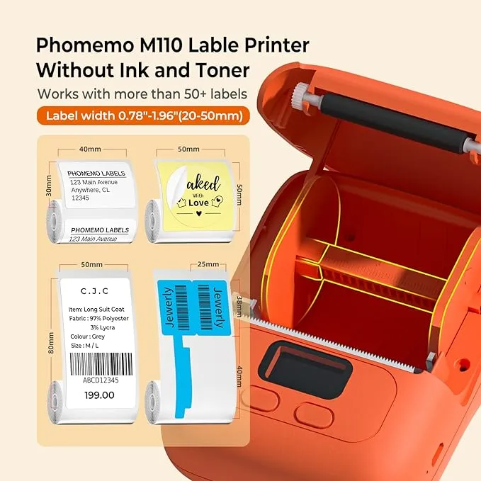 Phomemo M110 Wireless Label Maker BT Portable Label Printer Multifunctional ...