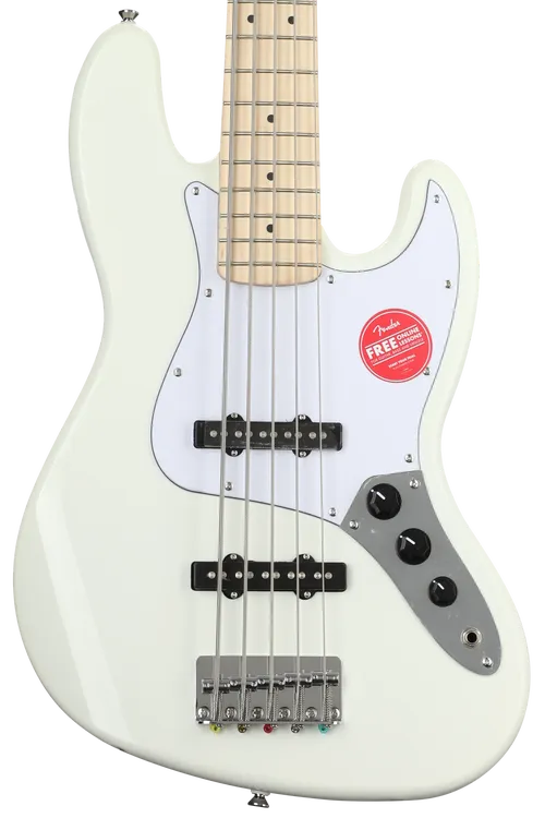 Squier affinity Series Jazz Bass V - Olympic White, Maple Fingerboard