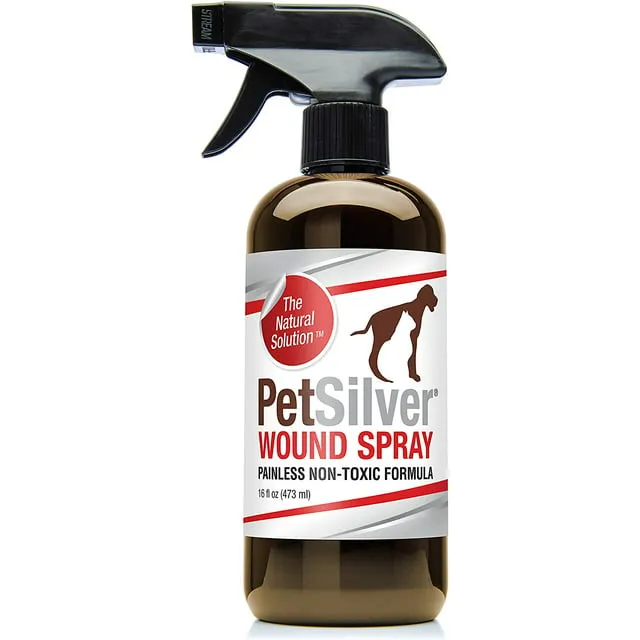 PetSilver Wound Spray with Chelated Silver Made in Usa Vet Formulated All Natural Pain Free Formula Relief for Hot Spots Wounds and Burns