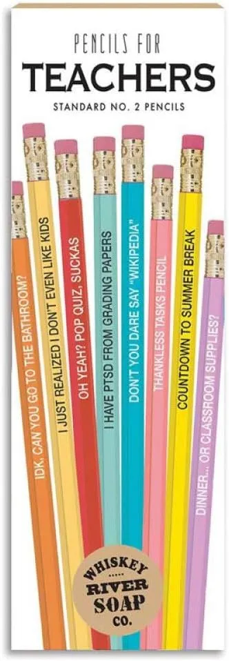 Whiskey River Soap Company Pencils for Teachers Box of 8 Standard No. 2 Pencils