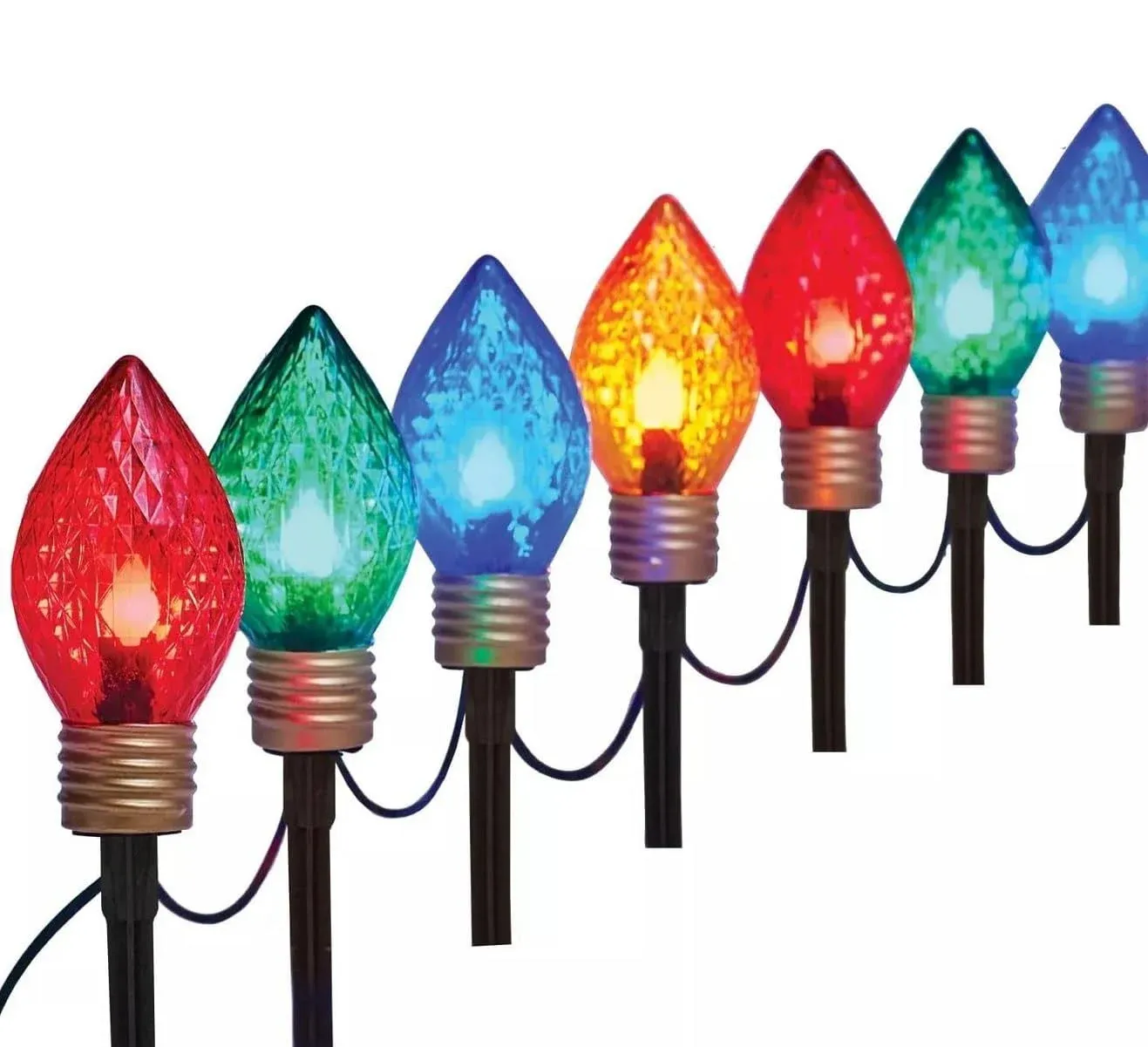 (Set of 12)Indoor/Outd<wbr/>oor Multi-Colored Jumbo Pathway LED Christmas Lights-NEW