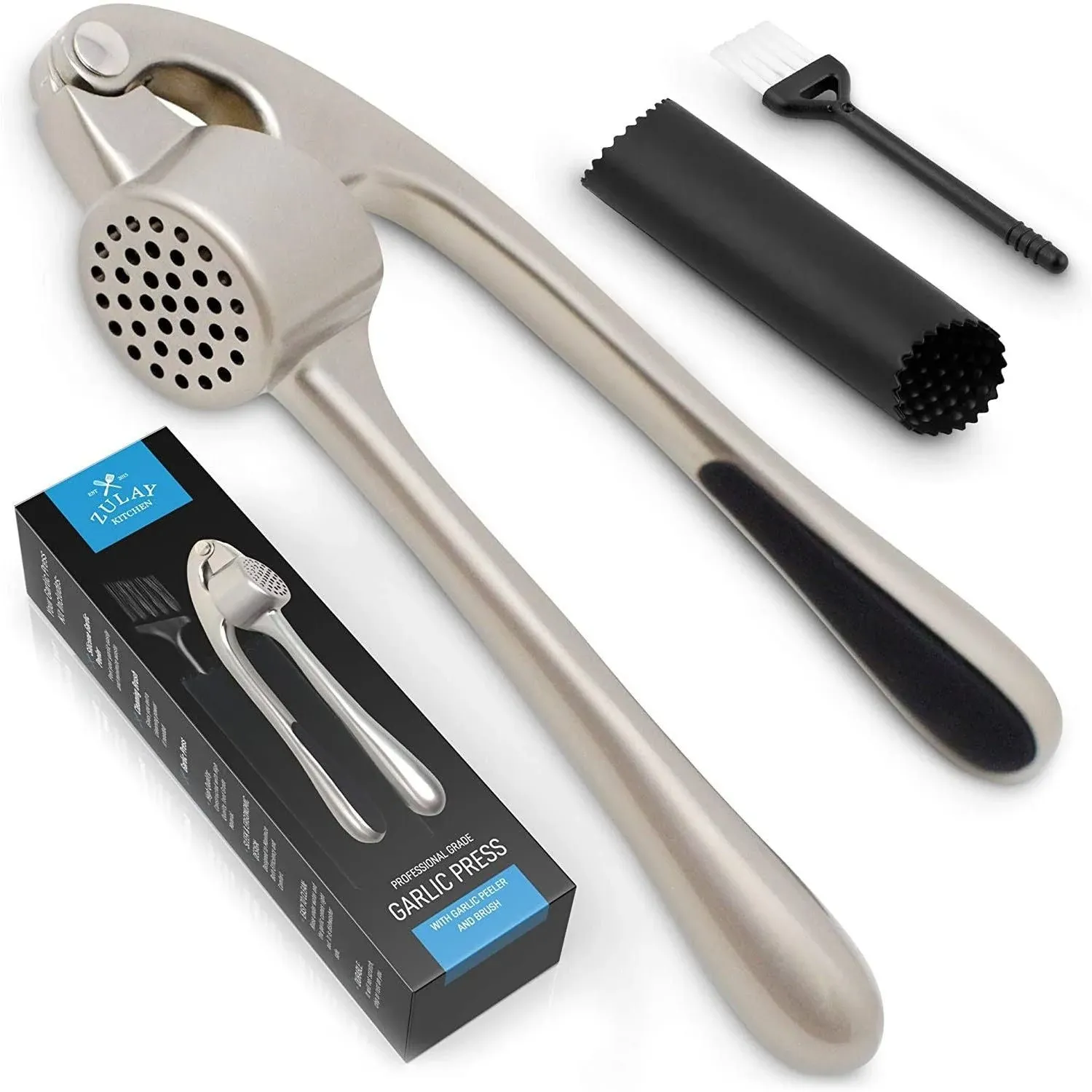 Zulay Kitchen Garlic Press and Peeler Set