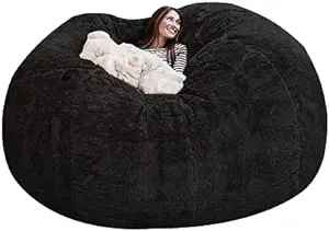 7ft Giant Round Soft Fluffy Faux Fur Cover for Adult Bean Bag Chair Furniture ...