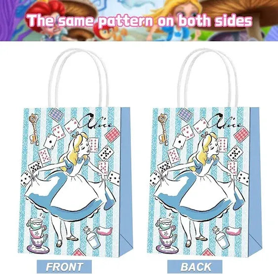 Ysonnw 12 PCS Alice in Wonderland Party Favor Bags, Tea Party Favor Bags for ...