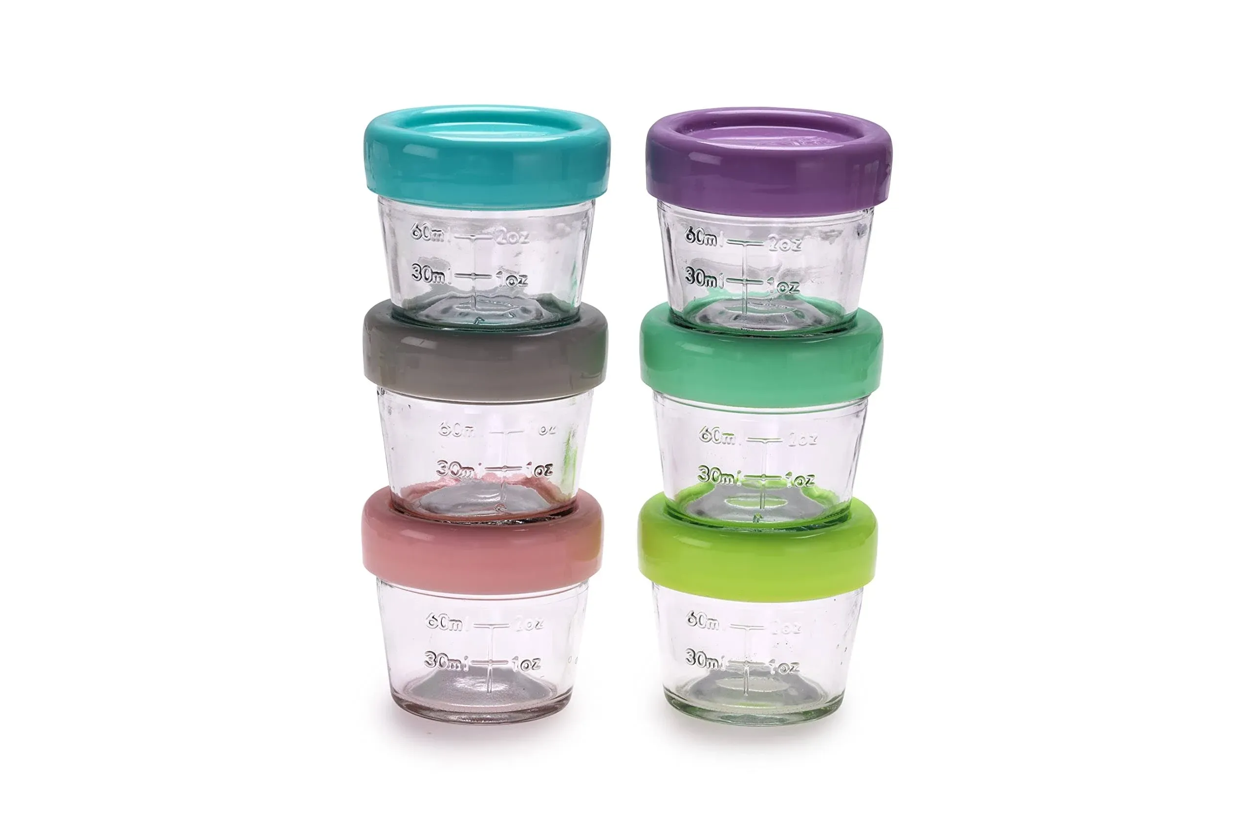 melii Glass Baby Food Freezer Jars, Snack Container with Lids, BPA Free, Microwave & Dishwasher Safe (4oz - 6 Piece Set)