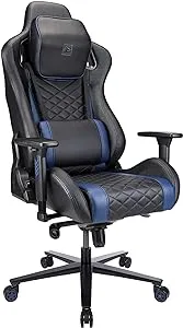 Silla de juego de respaldo alto de cuero sintético RS Gaming™ Davanti, negro/azul, certificado BIFMA-