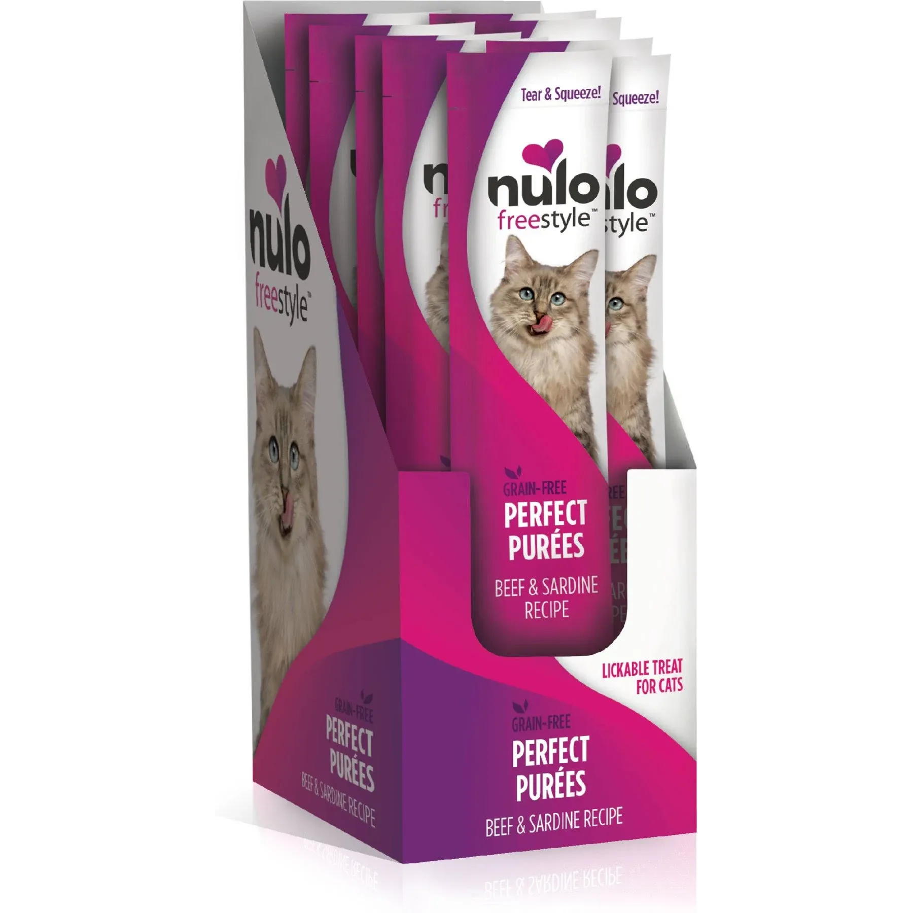 Nulo Freestyle Perfect Purees Beef & Sardine Recipe Grain-Free Lickable Cat ...