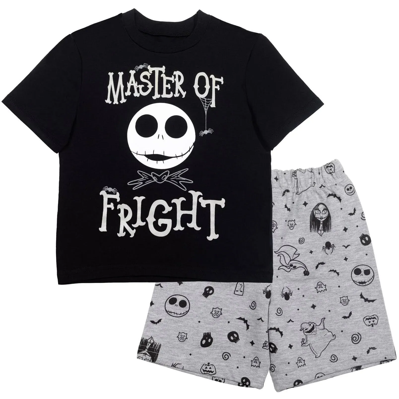 Disney Nightmare Before Christmas Jack Skellington Toddler Boys T-Shirt and Shorts Outfit Set Black/Gray 3T