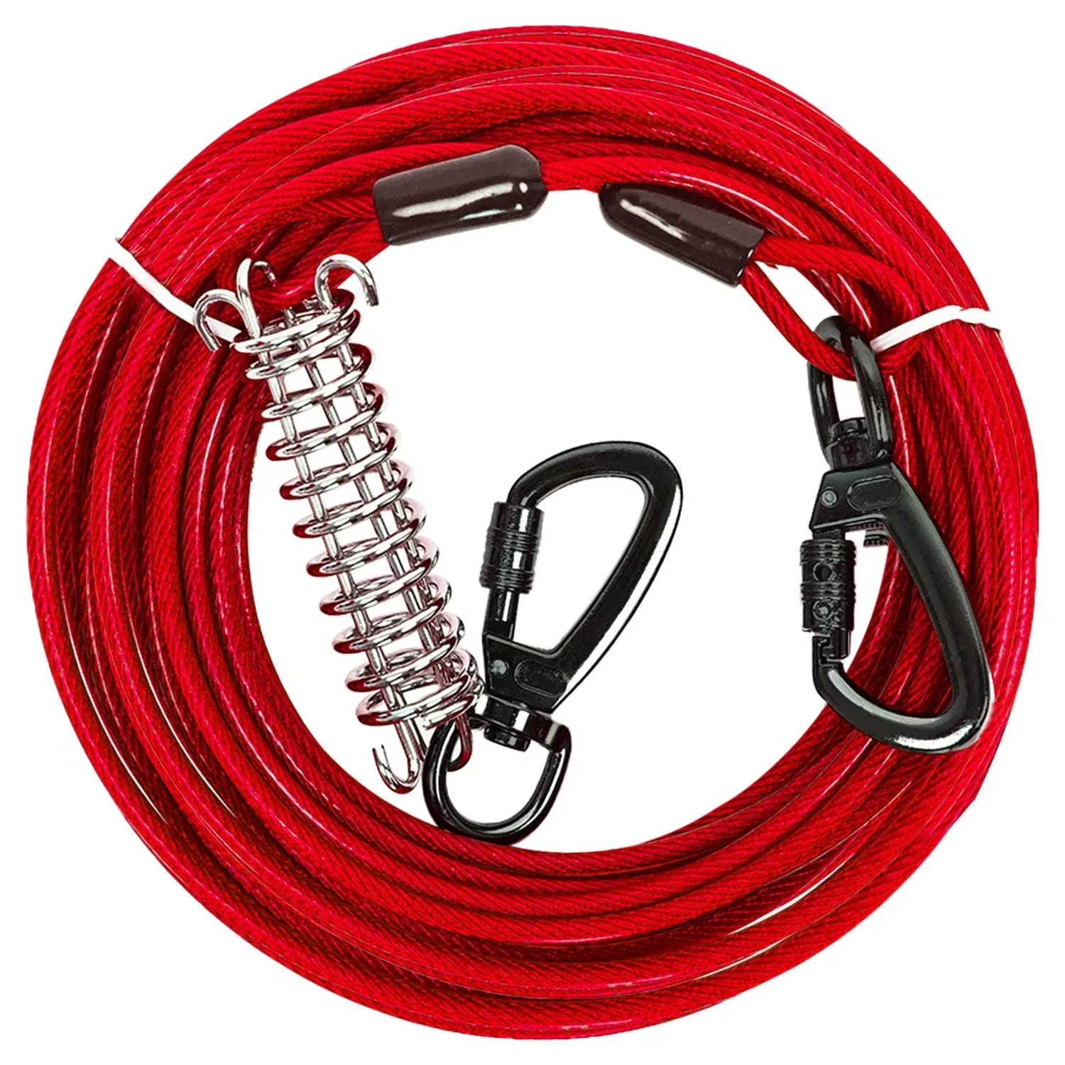 Tie Out Cable for Dogs outside 30/50FT Chew Proof Dog 50 Foot Red for 350Lbs