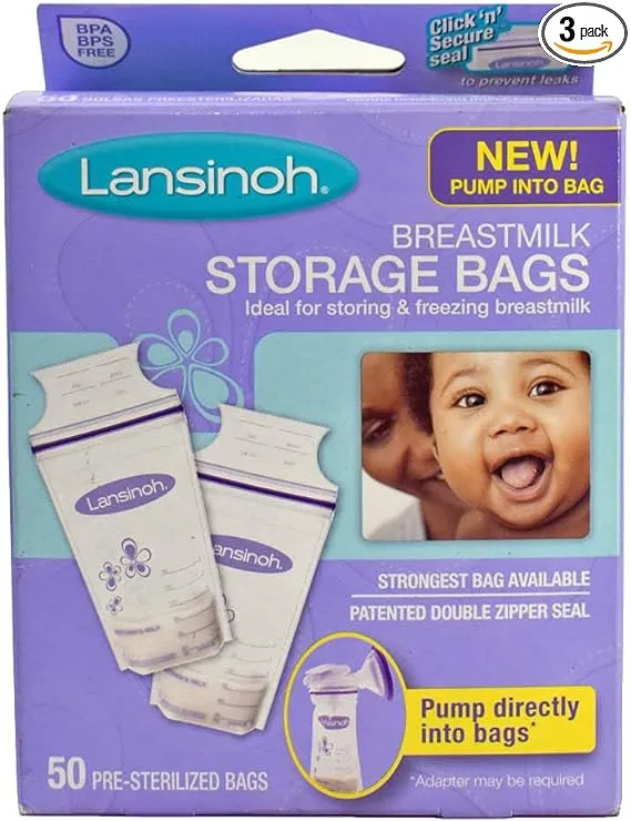 LANSINOH BREASTMILK STRGE BAGS 50 CT (3 pack)