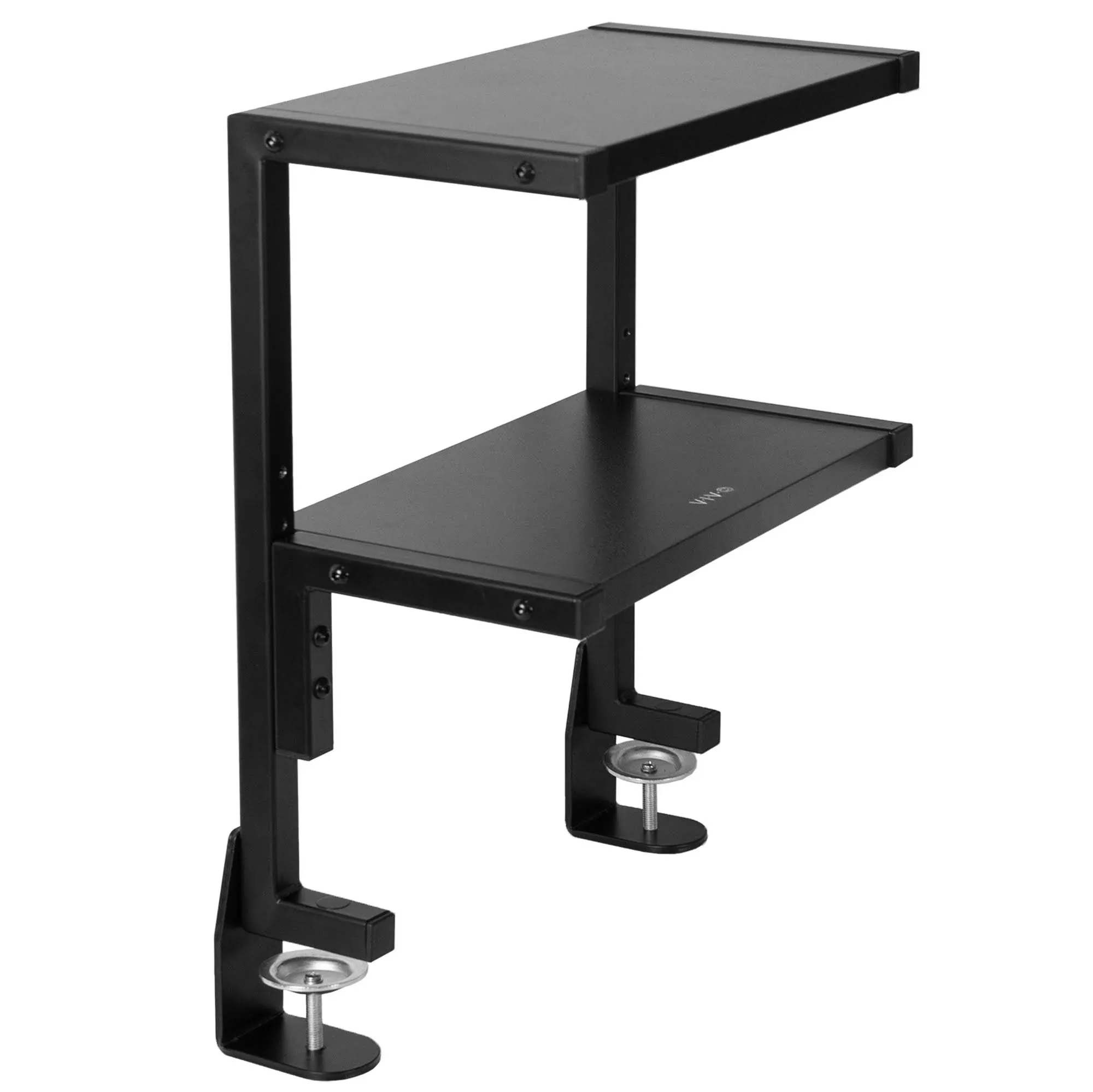 VIVO Clamp-on 13 inch Above or Below Desk 2-Tier Shelving Unit for Table Accessories, Gaming Devices, and More, Storage Tray, Desktop Organizer, Black, STAND-SHELF2C