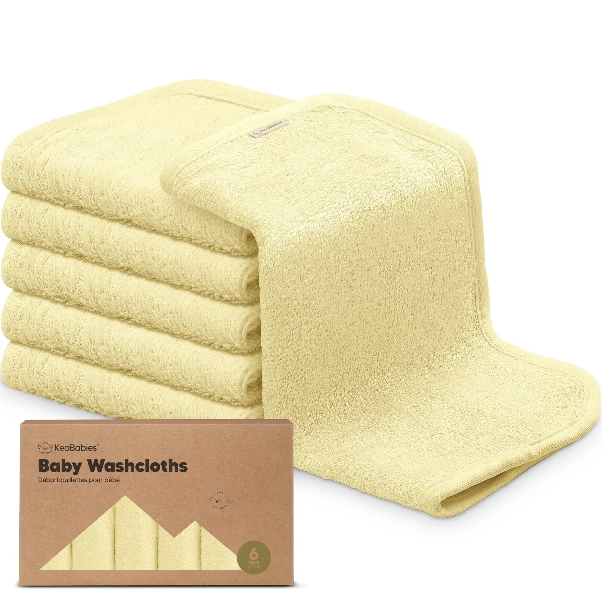 6pk Deluxe Baby Washcloths, Organic and Soft Baby Wash Cloth, Baby Bath Towel, Face Cloths