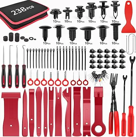 238-Piece Automotive Trim Removal Tool Set for Efficient Clip Handling