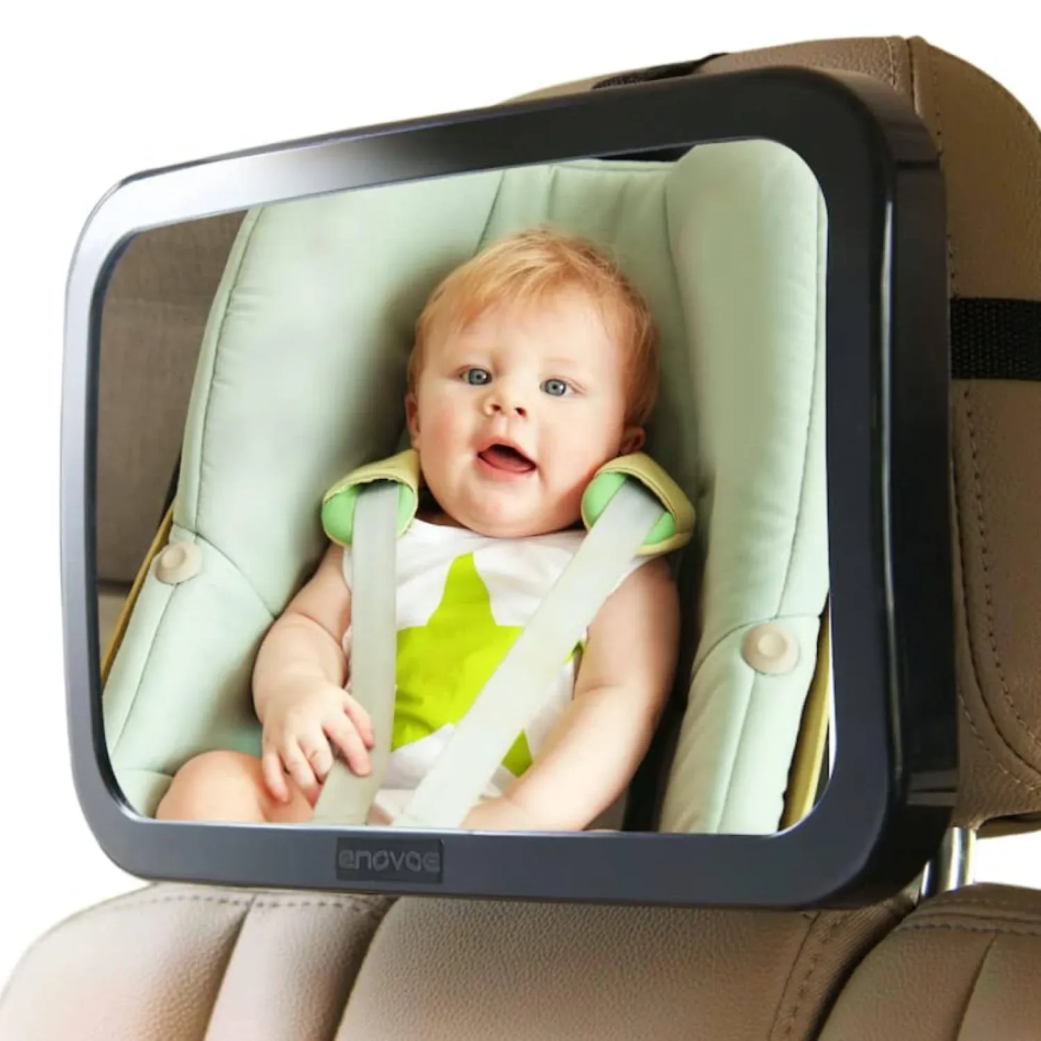 Baby Car Mirror With Cleaning Cloth - Wide, Convex Back Seat Baby Mirror For Car