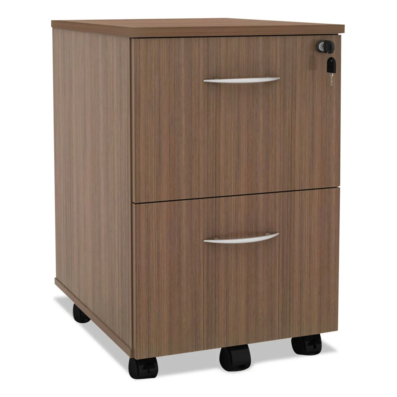 Alera VA582816WA 15.38 in. x 20 in. x 26.63 in. Valencia Series 2-Drawer Mobile Pedestal - Walnut