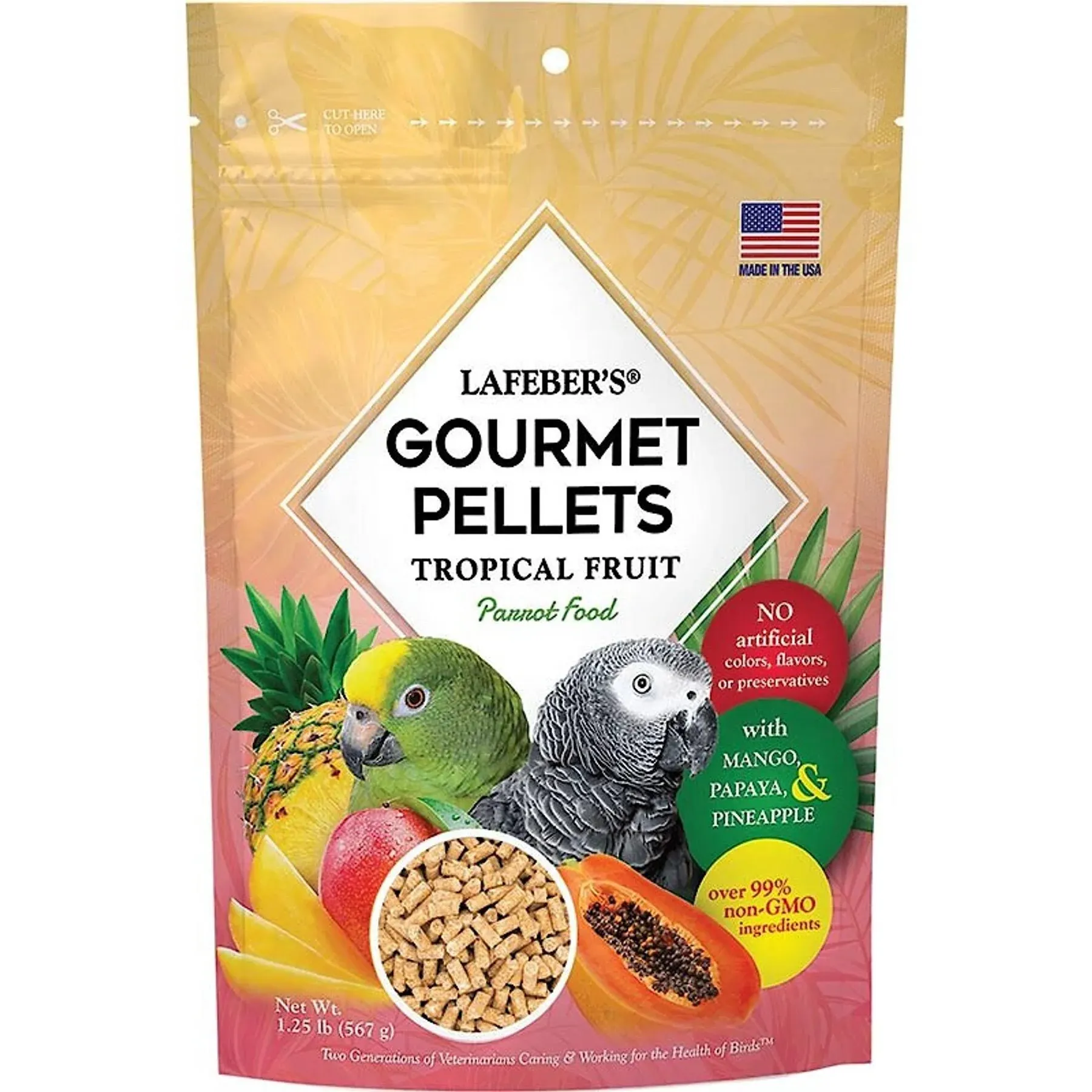 125 lbs Tropical Fruit Gourmet Pellets Bird Food for Parrot