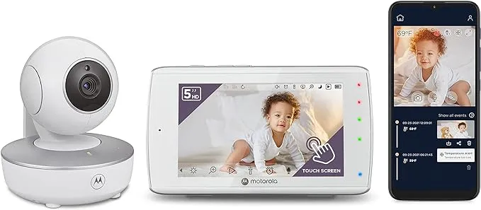 Motorola Baby Monitor-VM36XL Touchscreen 5" Portable WiFi Video Baby Monitor with Camera HD 720p - Connects to Smart Phone App, 1000ft Range, 2-Way Audio, Remote Pan-Tilt-Zoom, Room Temp, Lullabies 