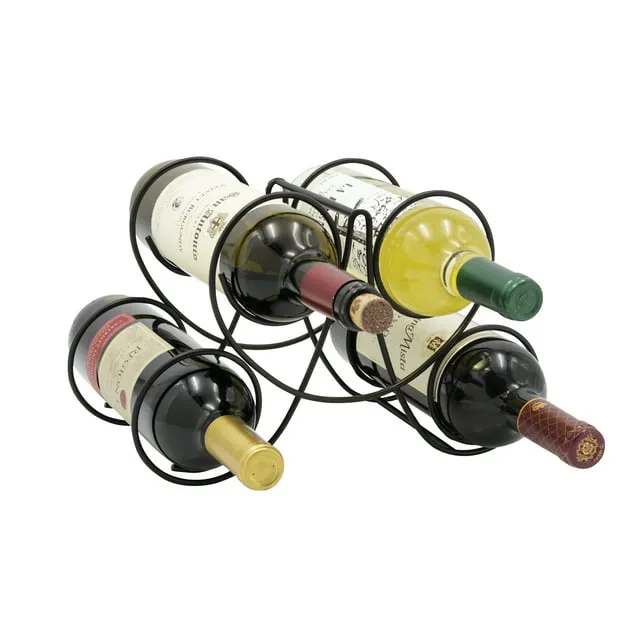 Eternal Living Wine Collection Wine Rack for Countertop | Cabinet Wine Holder Storage Stand Holds 4 Bottles, Metal Black