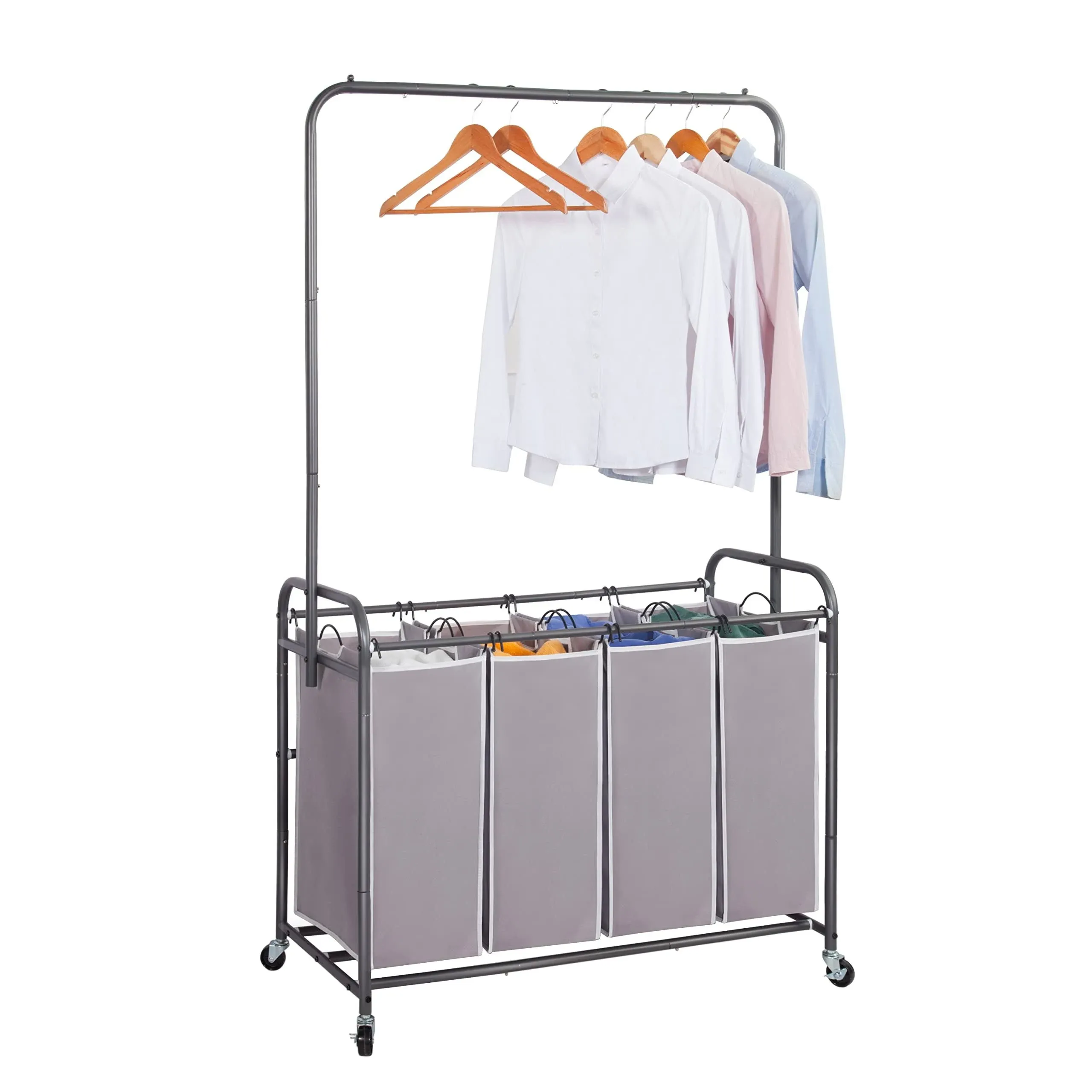 Storage Maniac Laundry Sorter with Hanging Bar, Portable, Removable Laundry ...