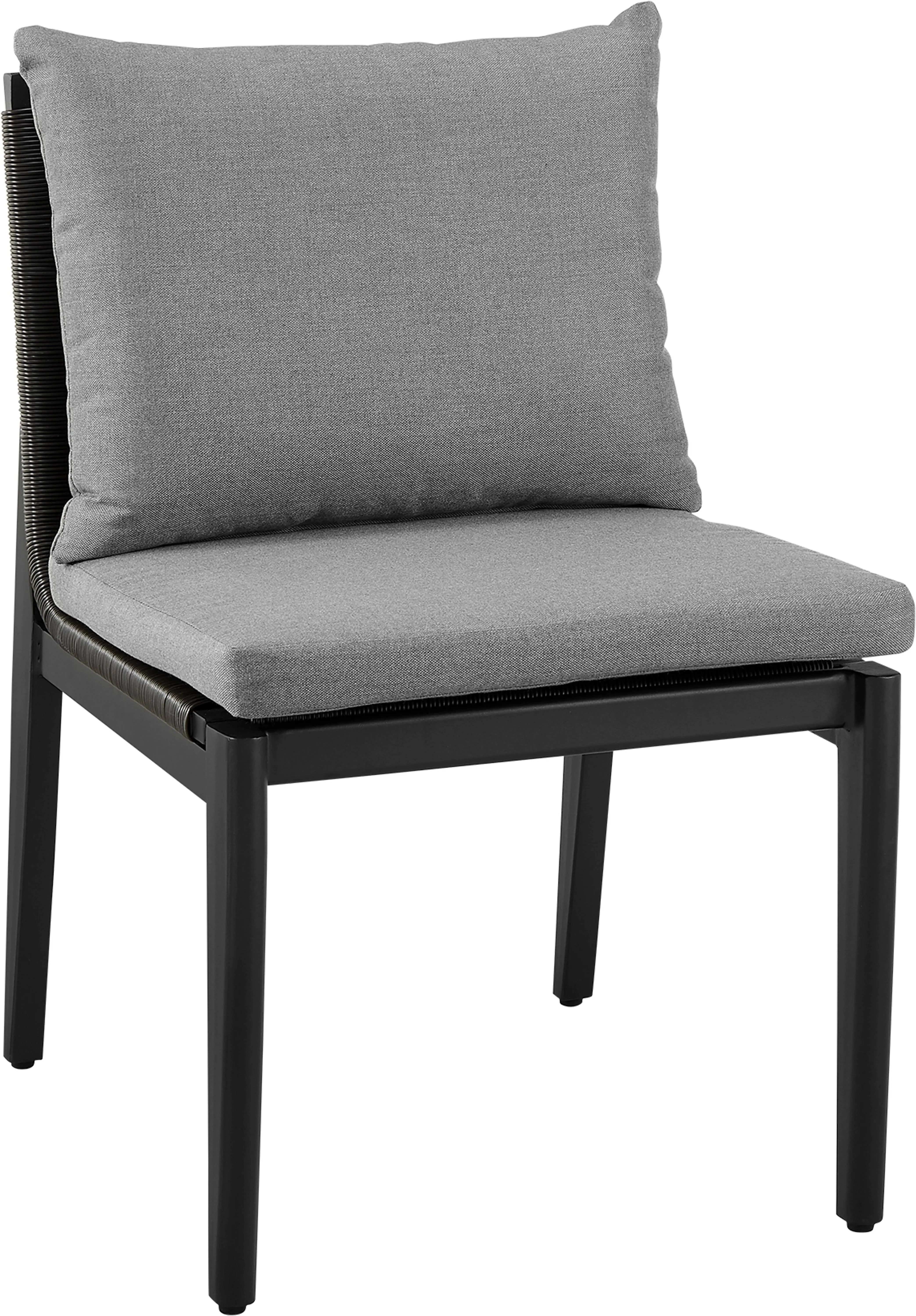 Armen Living Grand Modern Outdoor Patio Dining Chair Set of 2 Black