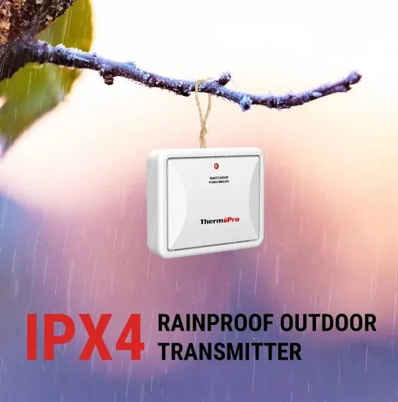 ThermoPro TX-2B 915MHz Additional Humidity Sensor Fitting Outdoor Waterproof Transmitter for Indoor Outdoor Thermometer Wireless Outside Thermometer and Temperature Monitor