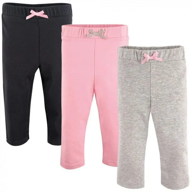 Luvable Friends Baby Girls' Leggings 3 Pack Light Pink/Black 0-3 Months