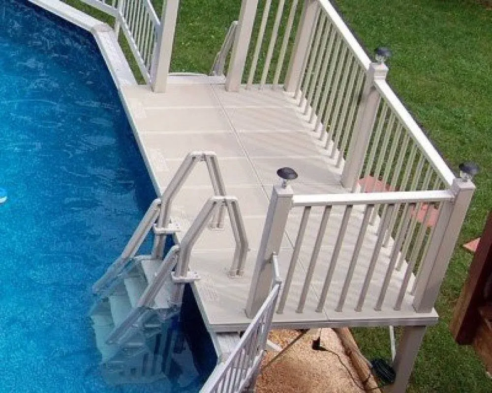 Vinylworks 5' x 13.5' Resin Above Ground Pool Deck Kit w/ Steps - Taupe