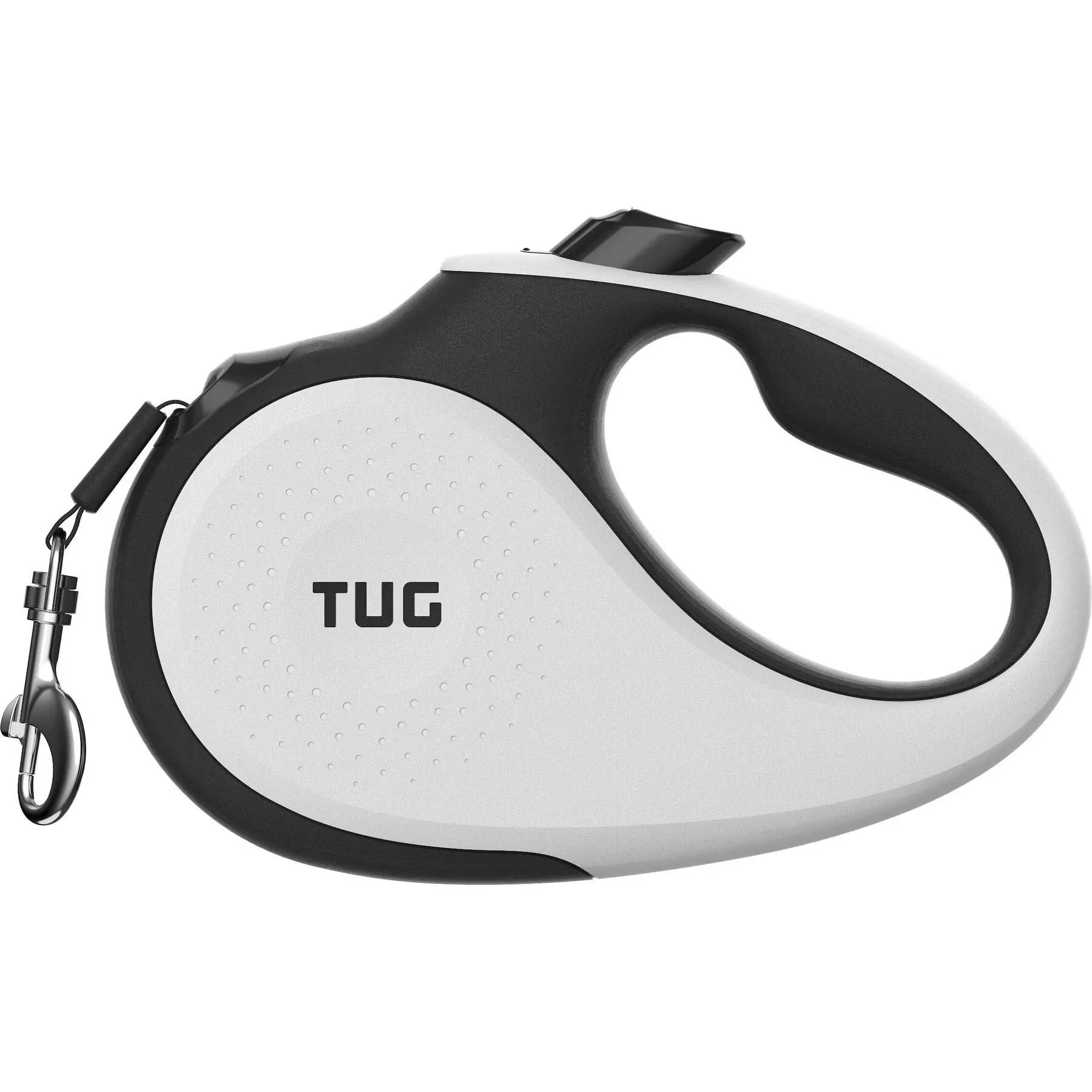 TUG 360° Tangle-Free Retractable Dog Leash | 16 ft Strong Nylon Tape | One-Handed Brake, Pause, Lock (Large, White)