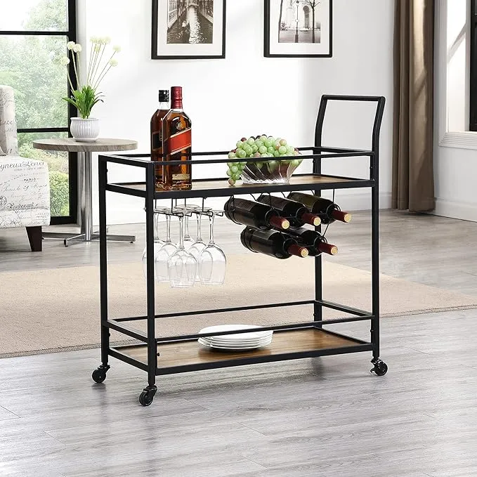 Gardner Industrial Bar Cart 32.25 H X 13 L X 29.75 W Inches Rustic Brown