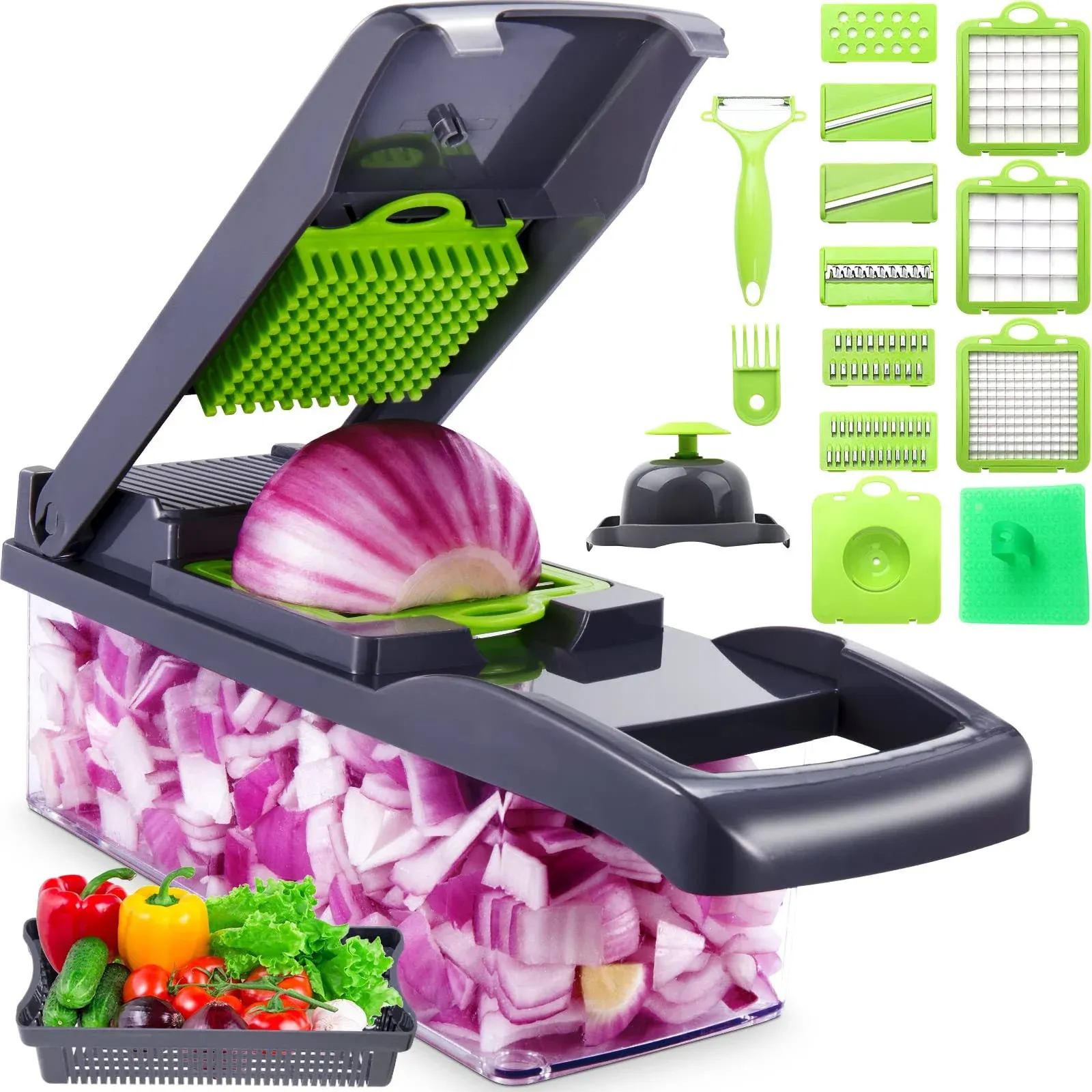 Vegetable Chopper, 17-in-1 Food Slicers Dicers Cutters for Veggies, 