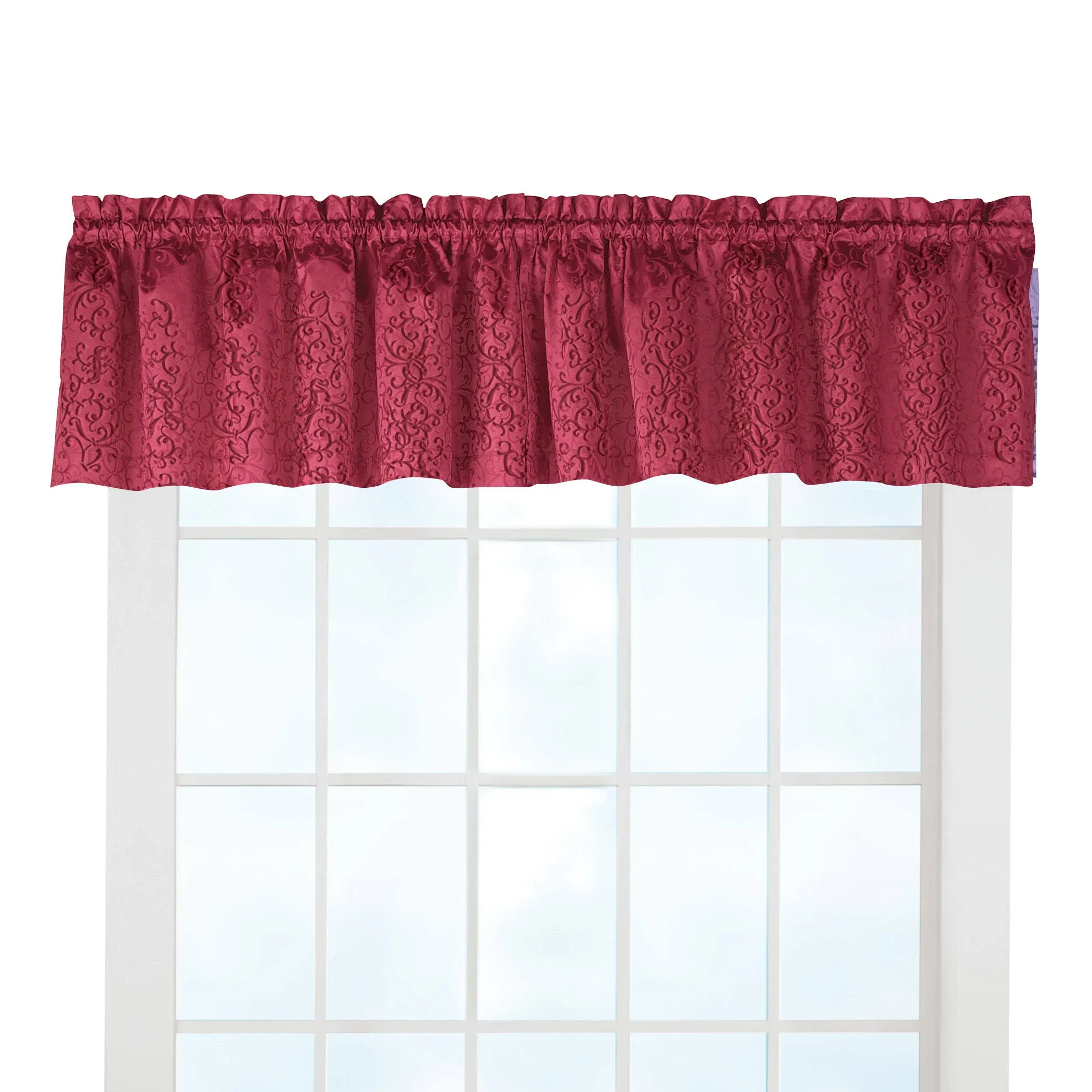 Collections Etc Scroll Insulated Window Valance Red