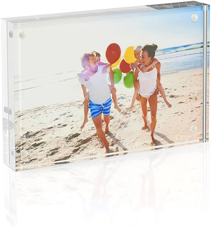 Acrylic Picture Frame, TWING 5 x 7 Inch 5 Pack Acrylic Photo Frame Horizontal Magnet Double Sided Acrylic Frames Set with Microfiber Cloth,12 + 12MM Thickness Clear Picture Frame Desktop Display Gift Ideal