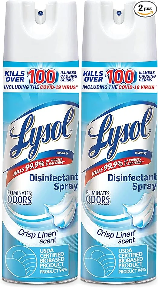 Lysol Disinfectant Spray, Crisp Linen, 38oz (2X19oz)