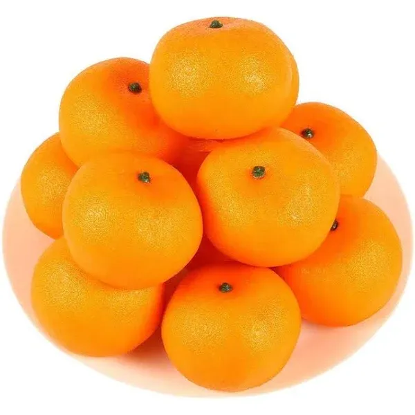 HAKSEN 12 PCS Artificial Lifelike Simulation Oranges Fake Fruit Home Kitchen Cab